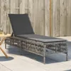 vidaXL Sonnenliege mit Auflage Grau Poly Rattan Produktbild-Vorschau 2