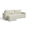 A cream-colored sectional sofa with an ottoman, shown from a three-quarter angle on a white background. Produktbild-Vorschau