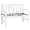 A white garden bench with a gray checkered cushion. Produktbild-Vorschau