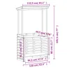 A diagram showing the dimensions of a wooden garden bar with a roof. Podgląd zdjęcia produktu