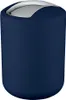A dark blue trash can with a silver lid. Produktbild-Vorschau