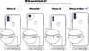 An instructional diagram showing different iPhone models and their dimensions to help users identify their specific model. Podgląd zdjęcia produktu