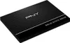 A black solid state drive with a textured surface and a white stripe with text. Produktbild-Vorschau
