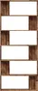 A tall, narrow bookshelf with a rustic wood finish and alternating open shelves. Produktbild-Vorschau
