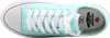 A top-down view of a single aqua canvas sneaker with white laces and a white sole. Produktbild-Vorschau
