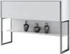 A white cabinet with a silver frame and three decorative vases on a shelf. Anteprima dell’immagine prodotto