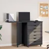 vidaXL Skříňka na kolečkách se stolem MOSS Grey z masivního Náhled obrázku produktu 2
