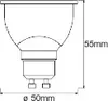 A technical drawing of a light bulb with dimensions indicated. Produktbild-Vorschau