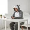 Pigiama Onesie Kigurumi Costume Travestimento Grigio Husky Anteprima dell’immagine prodotto 7