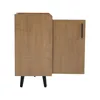 A side view of a wooden cabinet with one door ajar and black legs. Produktbild-Vorschau
