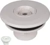 A white plastic pool inlet nozzle with a black rubber seal, shown from a slightly elevated angle. A smaller, similar nozzle is visible in the bottom left corner. Náhľad obrázku produktu