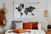 MuchoWow® Wandteppich Wandbehang Weltkarte - Briefe - Gold Produktbild-Vorschau 4
