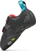 Klett-Kletterschuh "Vapor V LV" von Scarpa; schwarz mit rotem Innenfutter und blauer Schlaufe; seitliche Ansicht. Produktbild-Vorschau