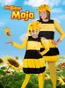 Two people dressed as bees in a field of sunflowers. Produktbild-Vorschau