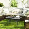 An outdoor living space with a sectional sofa and a coffee table on a grassy lawn. Náhled obrázku produktu
