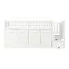 A white loft bed with storage cabinets and stairs against a white background. Produktbild-Vorschau