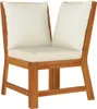 A wooden outdoor chair with cream cushions, shown from the front. Náhľad obrázku produktu