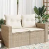 vidaXL Gartensofa mit Kissen 2-Sitzer Beige Poly Rattan Produktbild-Vorschau 2