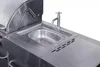 A close-up view of a stainless steel outdoor kitchen sink and faucet. Podgląd zdjęcia produktu