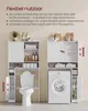 Two bathroom storage units, one next to a toilet and the other next to a washing machine, showcasing their features. Produktbild-Vorschau