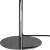 Close-up of the base and lower stem of a chrome table lamp with a black power cord. Produktbild-Vorschau