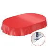 Tischdecke Wachstuch PVC abwaschbar Einfarbig Rot Oval Produktbild-Vorschau 2