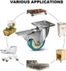 A collage of various applications for a caster wheel, including a pallet, a planter, a laundry cart, a nightstand, and a bed frame. Náhled obrázku produktu