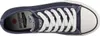 A top-down view of a navy blue canvas sneaker with white laces. Produktbild-Vorschau
