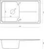 Technical drawing of a kitchen sink with dimensions and specifications. Produktbild-Vorschau