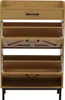 A shoe cabinet with a drawer and multiple flip-down compartments, shown from the front. Podgląd zdjęcia produktu