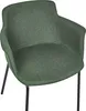 A close-up studio shot of a green fabric armchair with black metal legs. Náhľad obrázku produktu