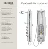 Product information and dimensions for a shower panel. Produktbild-Vorschau