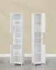 Two white tall cabinets side-by-side against a light beige wall. Produktbild-Vorschau