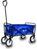 A blue foldable wagon with a black frame and handle, shown against a white background. Produktbild-Vorschau