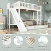 A white bunk bed with a slide and pull-out bed in a child's room. Anteprima dell’immagine prodotto