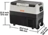 A VEVOR camping refrigerator with dimensions indicated. Voir les images du produit