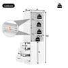A diagram showing the dimensions and weight capacity of a white bookshelf with drawers. Anteprima dell’immagine prodotto
