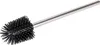 A toilet brush with a black brush head and a silver handle, isolated on a white background. Produktbild-Vorschau