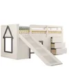 A white loft bed with a slide and drawers, designed for children. Náhled obrázku produktu