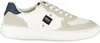 A single white sneaker with gray and blue accents. Produktbild-Vorschau