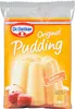 A package of Dr. Oetker Original Pudding with a depiction of the prepared pudding and cherries. Produktbild-Vorschau