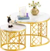 MODFU Couchtisch rund Gold,2er set Sofatisch mit weiße Produktbild-Vorschau 8