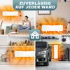 Collage of images showing an infrared heater in different home and garage settings. Produktbild-Vorschau