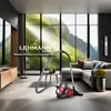 A vacuum cleaner is shown in a modern living room with a large window overlooking a mountainous landscape. Anteprima dell’immagine prodotto