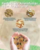 Hands holding a mix of birdseed and nuts, with three circular images of different types of peanuts above. Produktbild-Vorschau