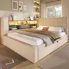 Letto divano Merax 140x190 cm con LED, letto imbottito con Anteprima dell’immagine prodotto 15
