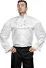 A man is posing in a white ruffled shirt and black pants against a white background. Produktbild-Vorschau
