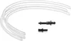 A set of clear tubes and two black connectors on a white background. Produktbild-Vorschau