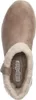 Top-down view of a taupe slipper boot with a beige fuzzy lining. Voir les images du produit