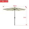 A beige patio umbrella with LED lights and dimensions indicated. Náhľad obrázku produktu